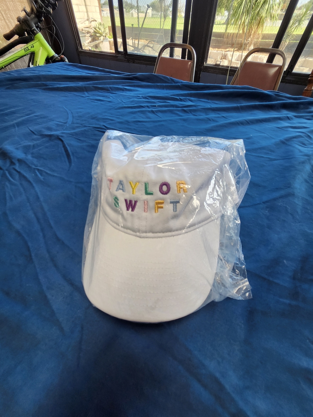 Taylor Swift White Cap with Rainbow Embroidered Letters